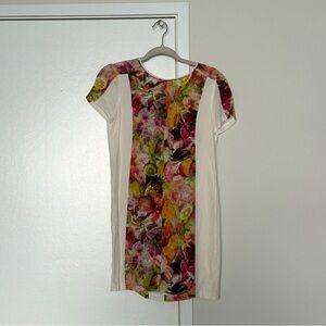 Club Monaco vintage silk white and floral print dress
